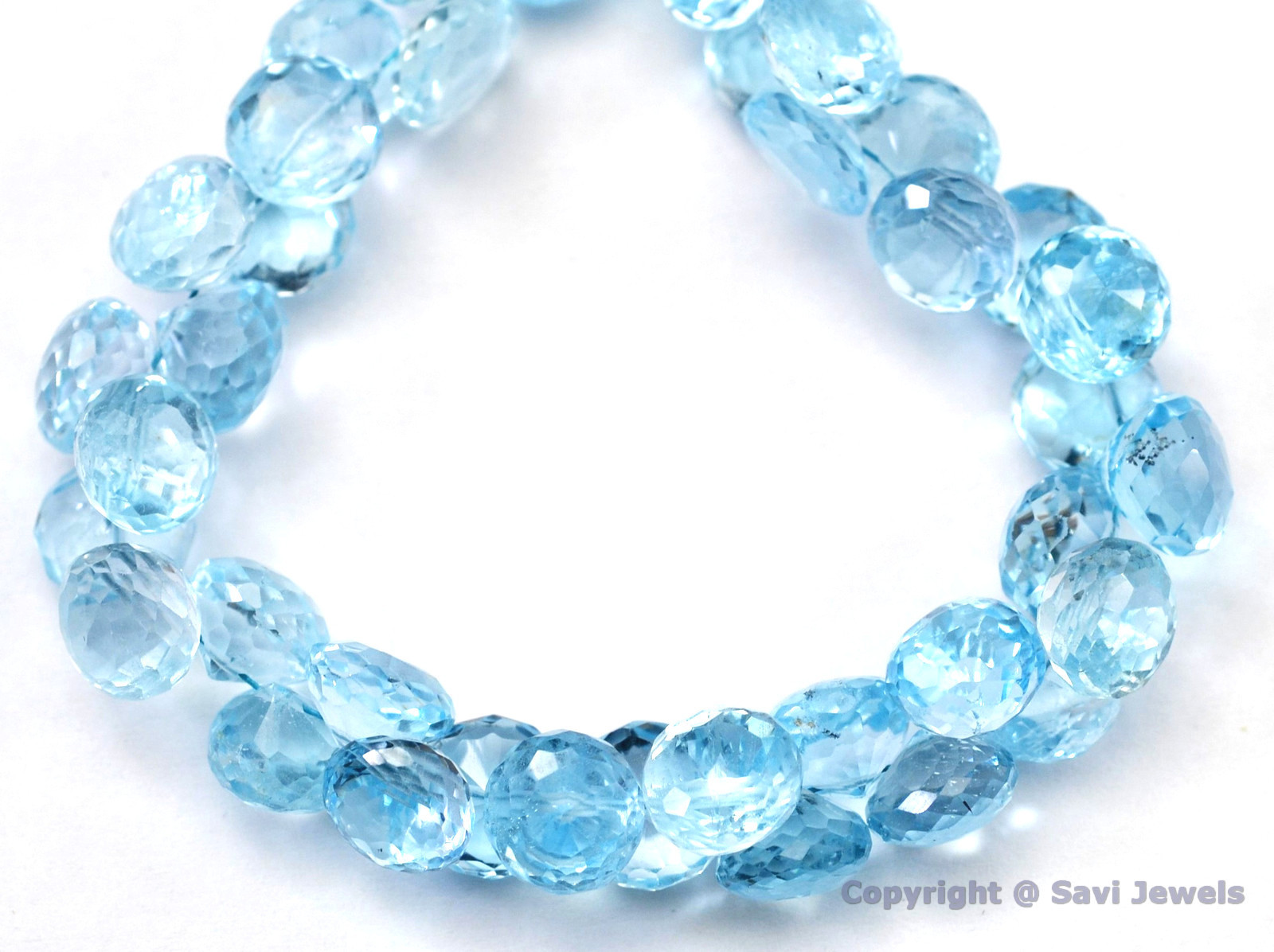Blue Topaz Micro Faceted Tear Drops 7-9×5-6.5mm (4/10 beads) Select-A-Size A++