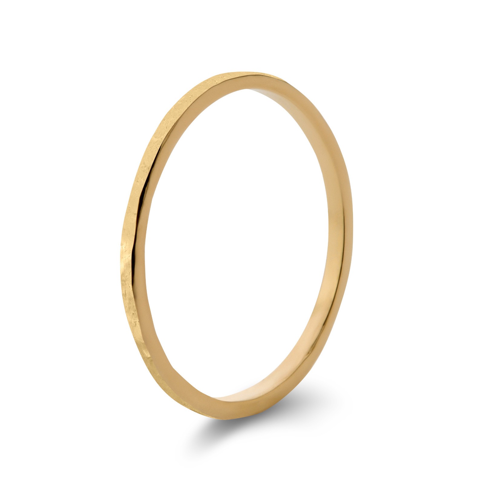 Solid 10K Yellow Gold Hammered Ring 1mm Size 1–15 Thin Gold Ring Midi Stack Band