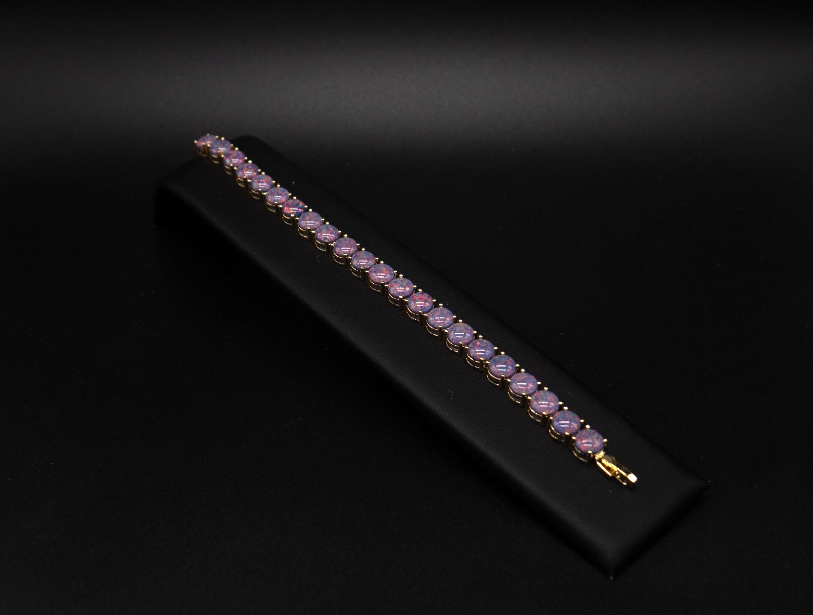 Natural Black Opal Bracelet, Tennis Bracelet, Silver October Birthstone, Opal