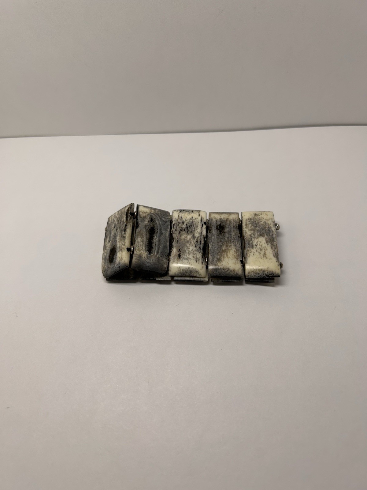 Silver Tone Stretch Bar Link Bracelet, Rectangle Panel Link, No Stone