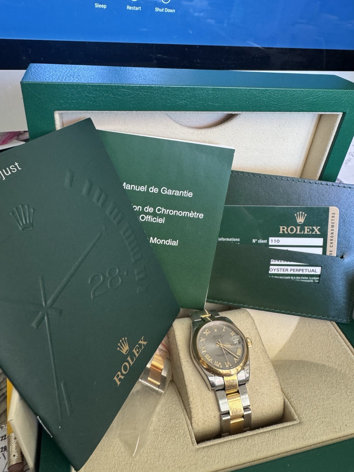 ROLEX 2 TONE 31MM OYSTER PERPETUAL DATEJUST FULL SET REF: 178243- 103 GRAMS