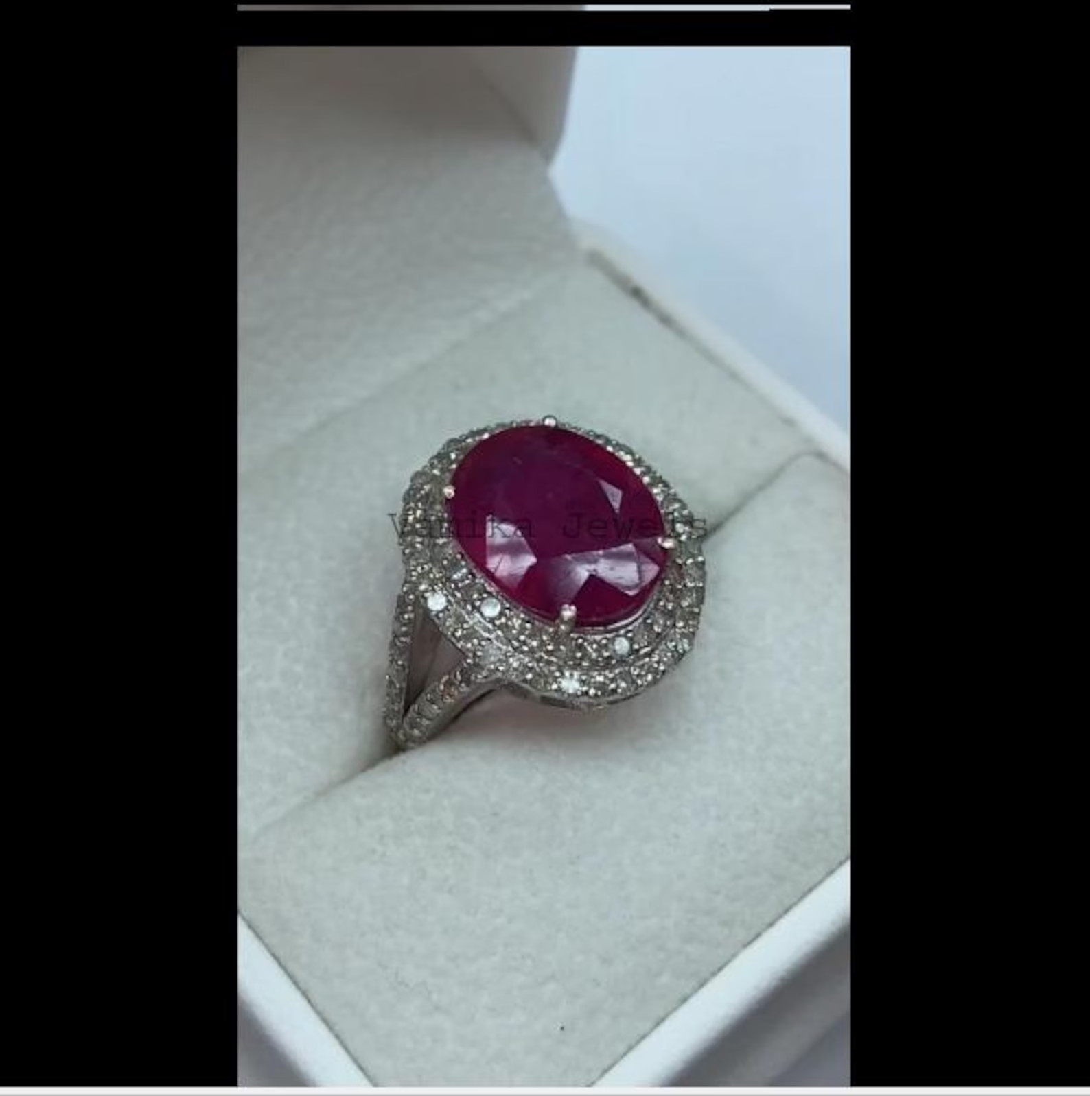 4.60 Ct Oval Cut Natural Ruby Diamond Engagement Ring 14K Solid White Gold 6