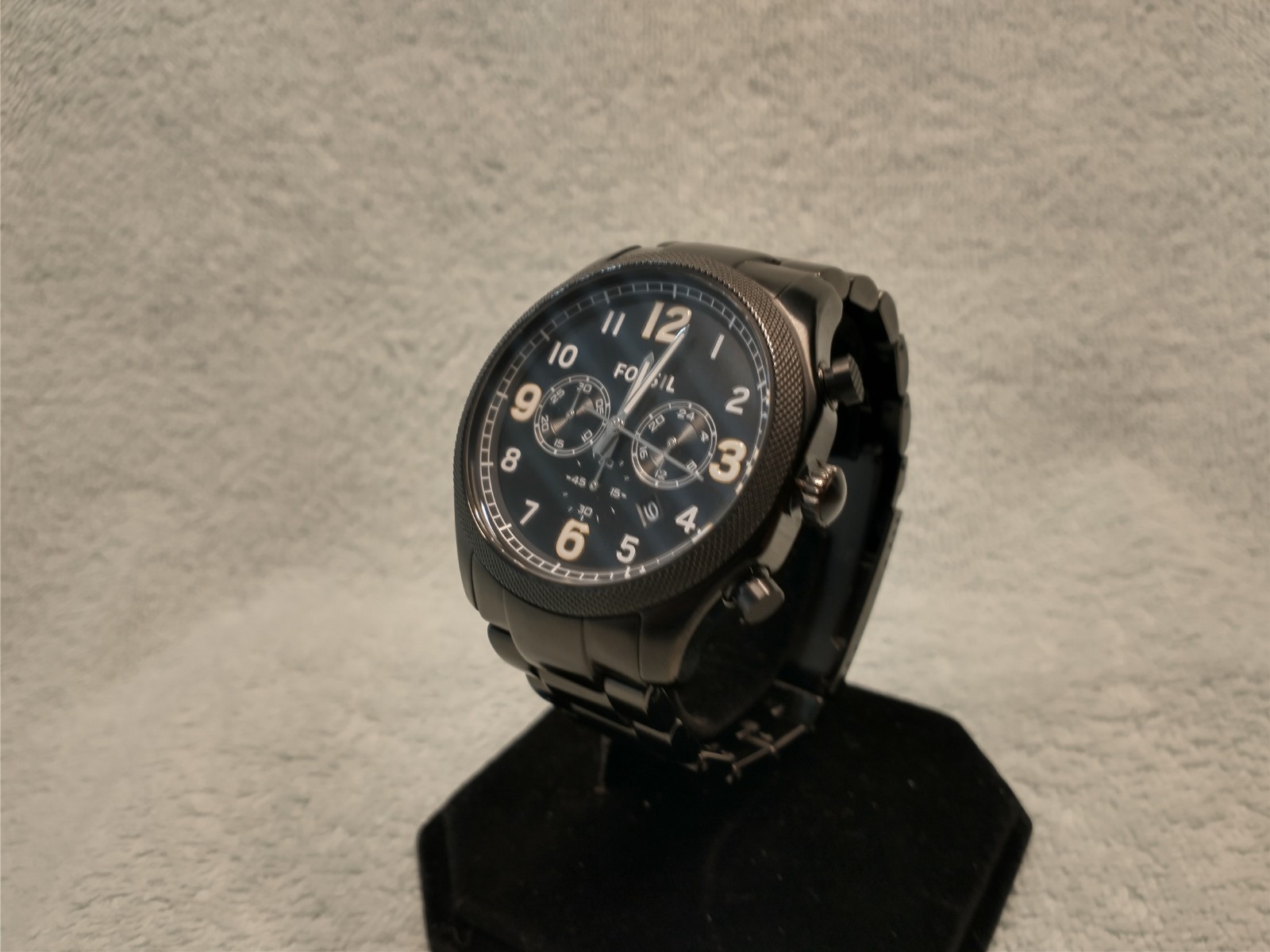 FOSSIL ITB “FOREMAN: All “ION-PLATED BLACK /BLACK S/S CHRONO BRACELET WATCH