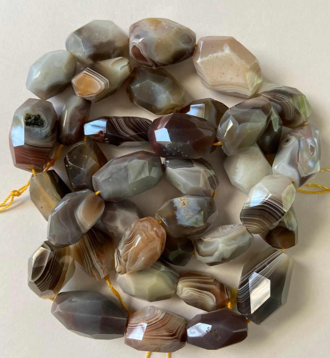 36 Botswana Agate Multi-Faceted Semi-Precious Gemstone Nugget Beads 15-25mm