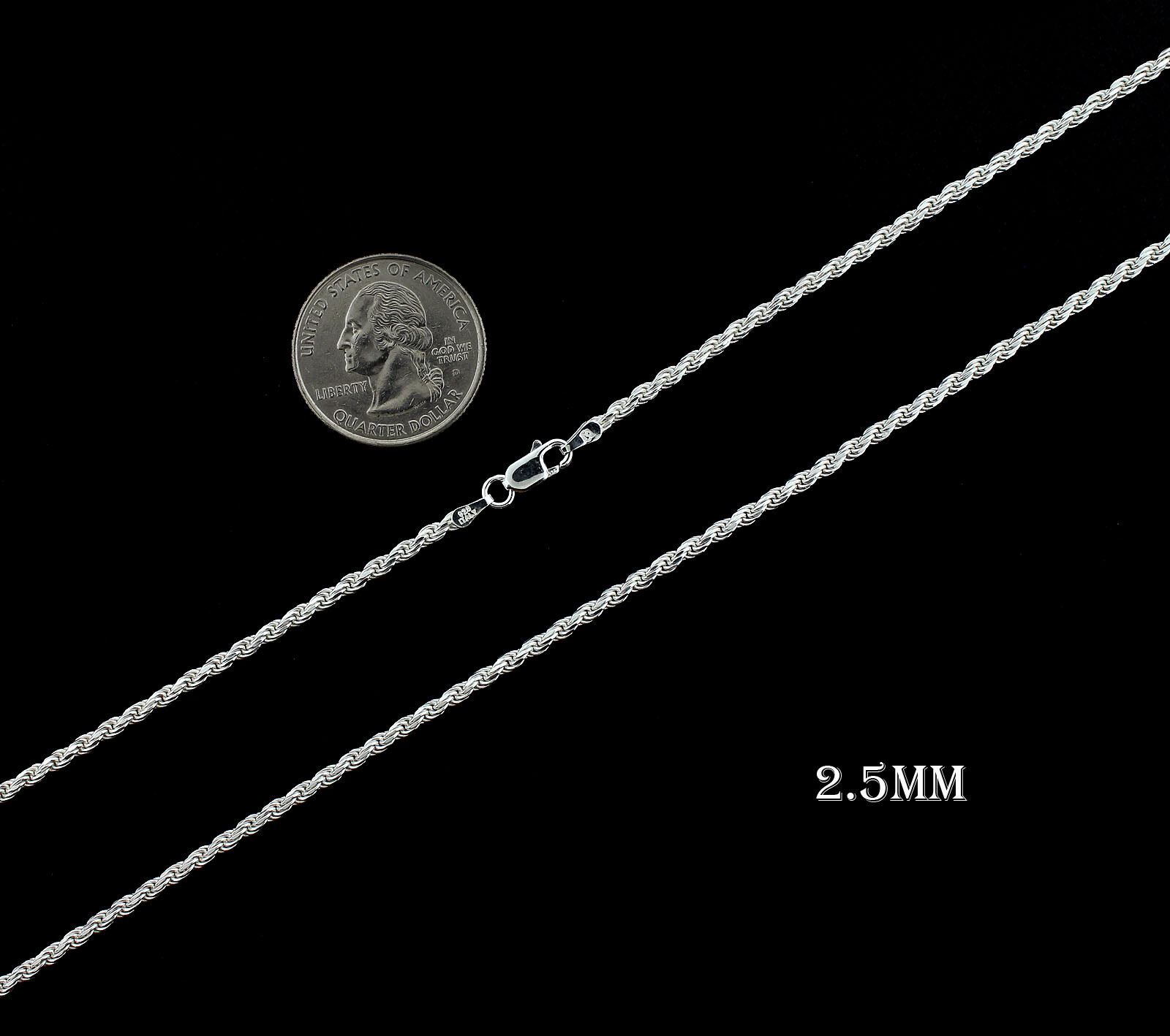 Real 925 SOLID Sterling Silver ROPE CHAIN Bracelet, Diamond Cut, ITALY 2MM-7MM