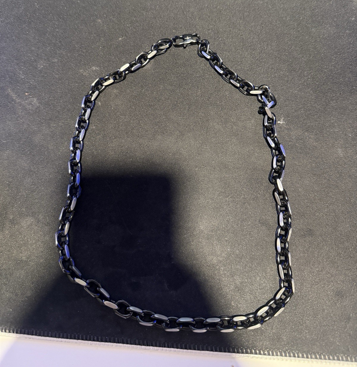 Men’s Black Stainless Steel Anchor/Mariner Chain Necklace 22in Lobster Clasp