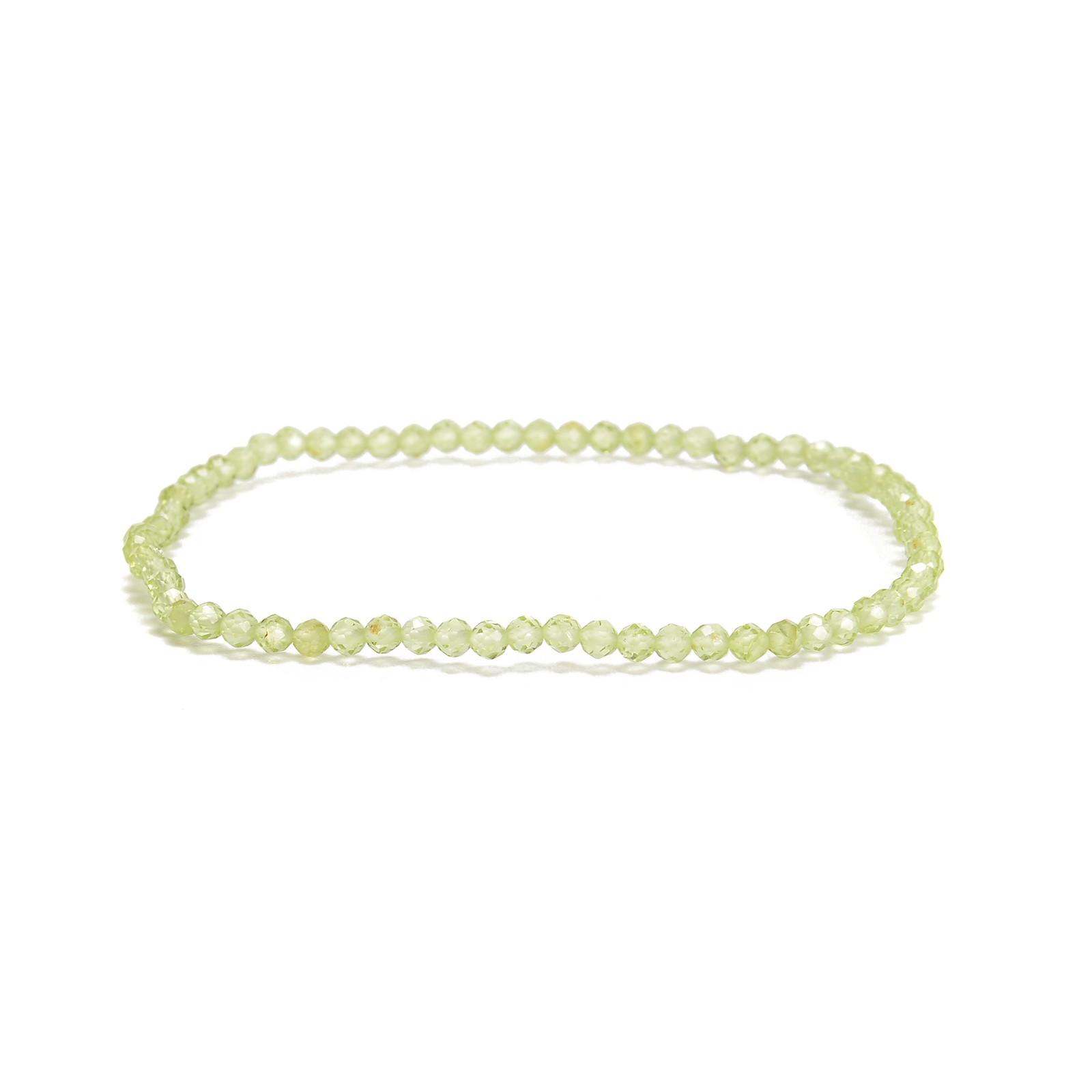 02-Natural Gemstone Faceted Round Beaded Elastic Bracelet 2mm 3mm 4mm 7.5” Long