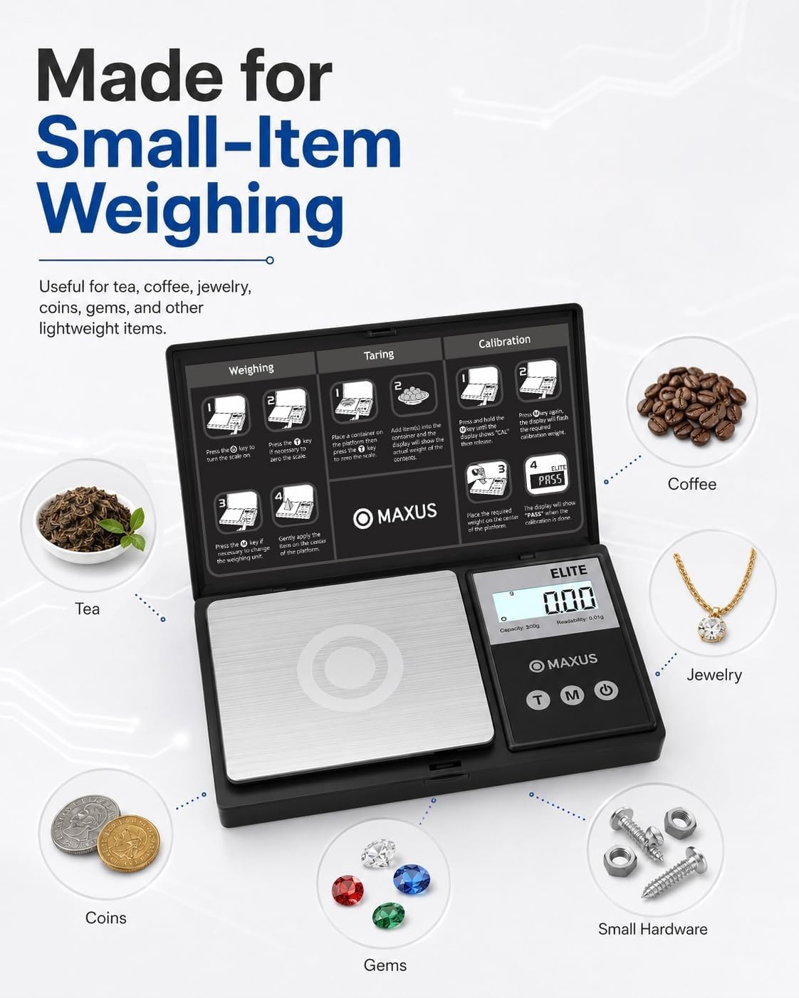 High Precision 500g Pocket Gram Scale – 0.01g Accuracy, Lightweight & Compact