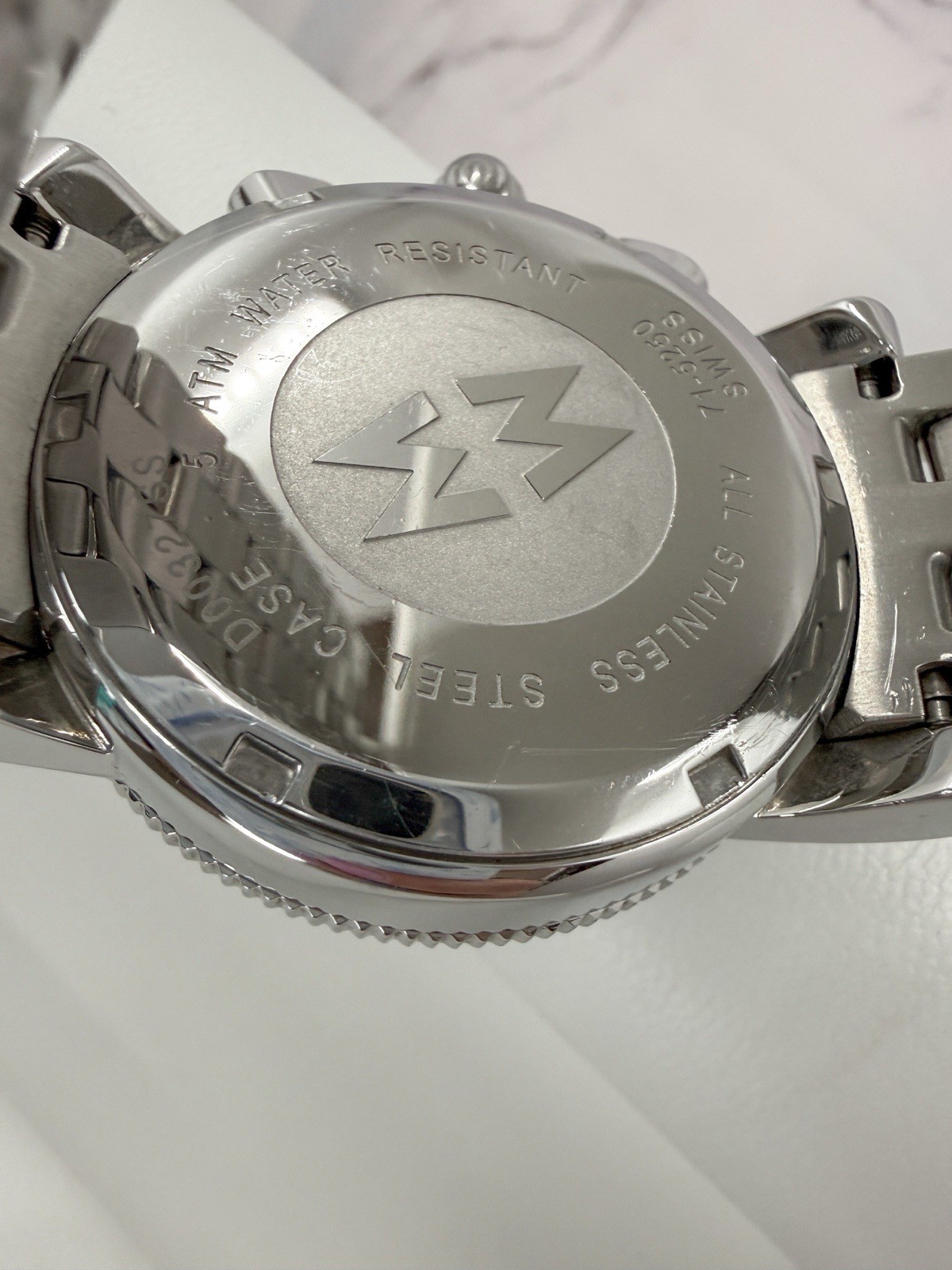 MICHELE Sport Diamond Chronograph Watch 71-5250 Stainless Steel 38mm Tested