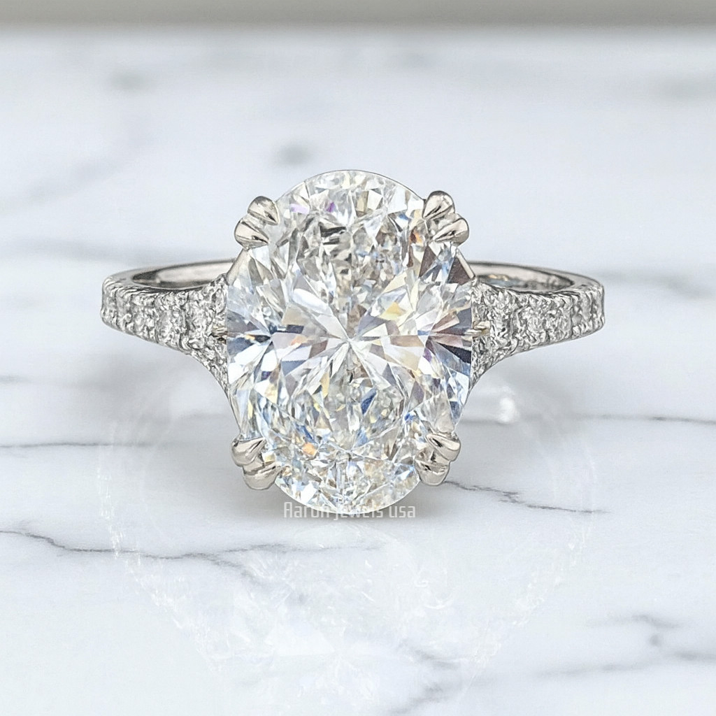 4.80 Ct Oval Cut Lab-Created Diamond Engagement Ring IGI F VS1 14K White Gold