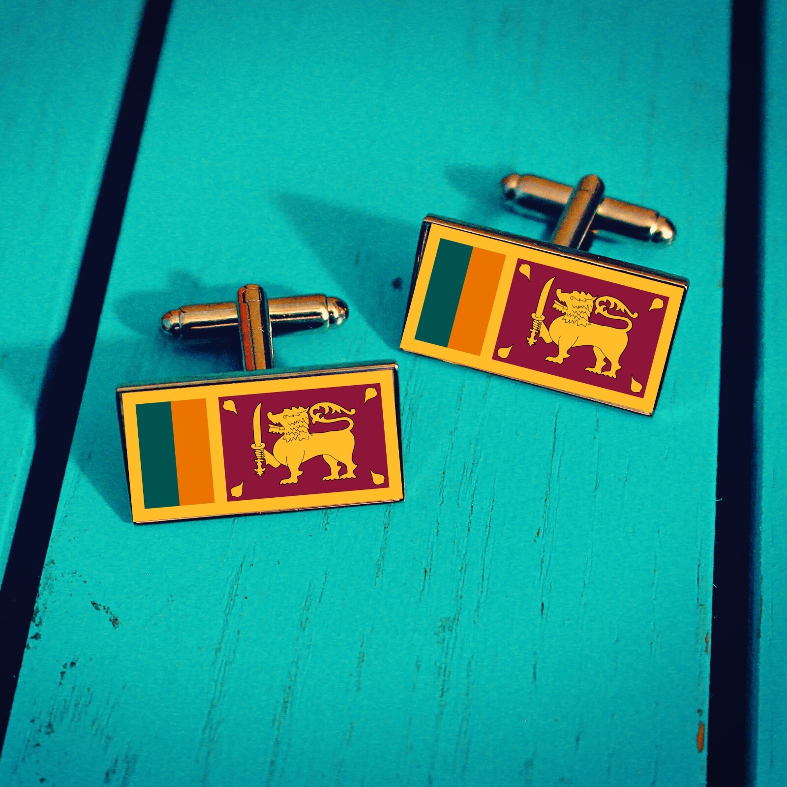 Sri Lanka Flag Cufflinks. National Flags Gift for him. Wedding Cufflinks.