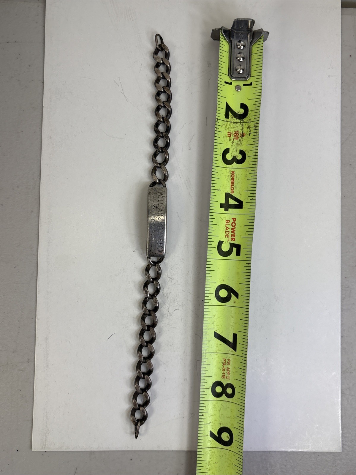 WW1 WW2 Dog Tag ID Identification Bracelet William J Schaefer 1943 Vintage 87D42