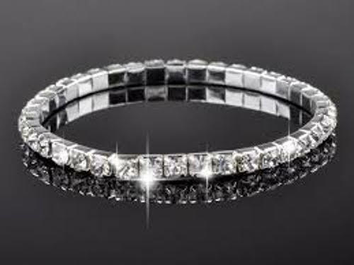 Jewelry Set Swarovski Elements Single Rows Clear Crystals Necklace Bracelet Stud