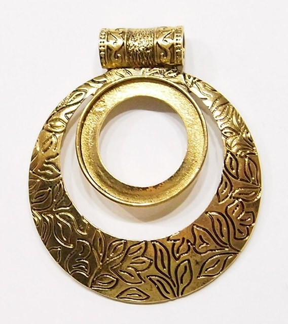 4 of 30mm Round Antique Gold Victorian Deco Flower Large Pendant Setting 68x57mm