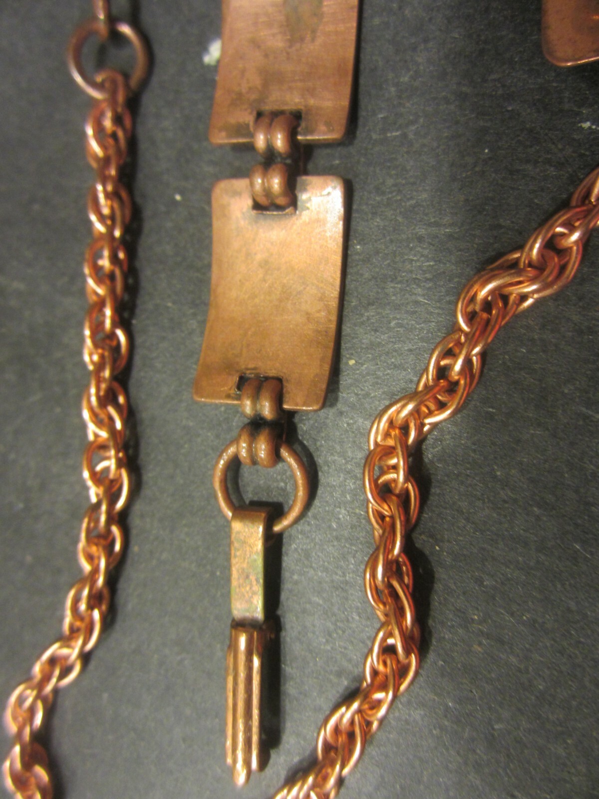 Copper bracelet and clip earrings addon chain no mark