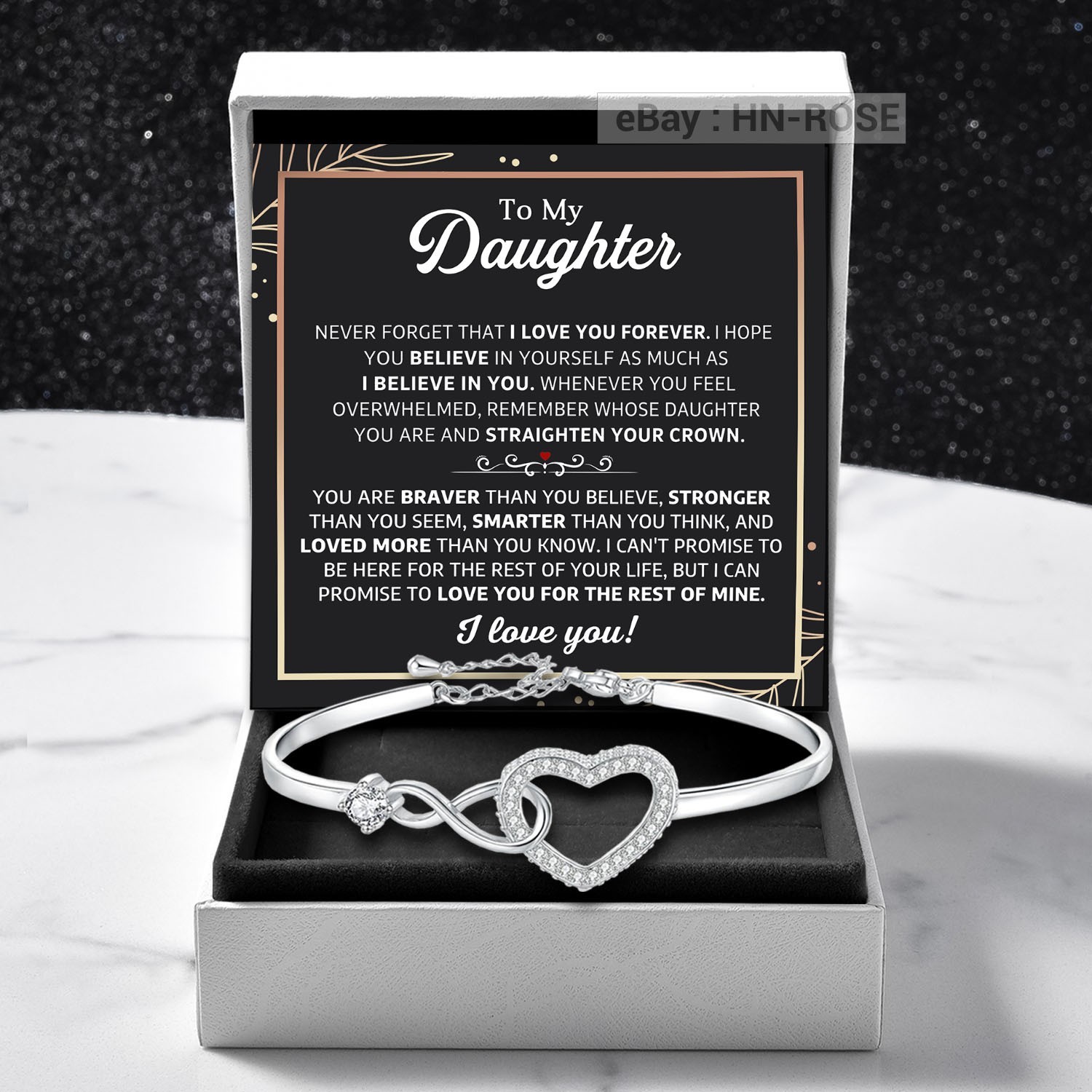 Heart Bracelet Bangle for Daughter Birthday Christmas Gift from Mom Dad for Girl