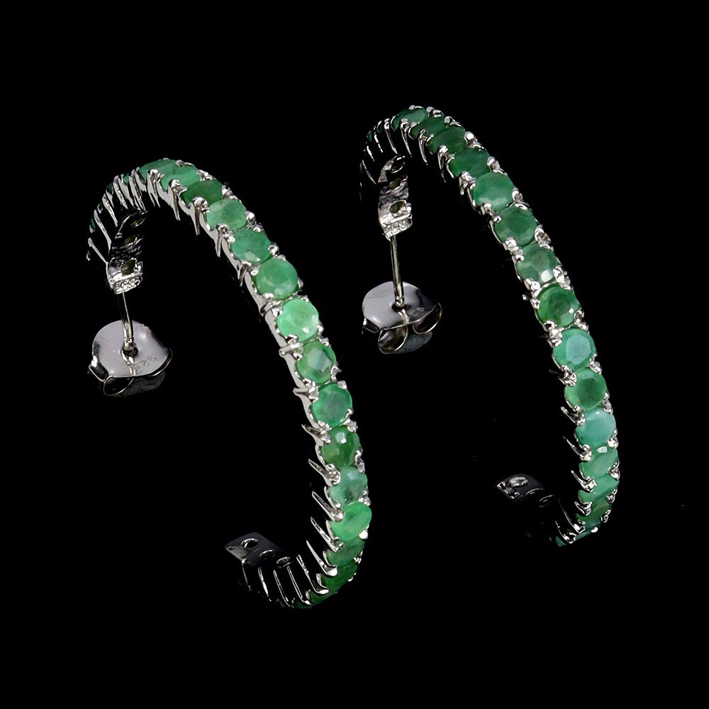 925 Sterling Silver Earrings Round Emerald 3mm Natural Gemstone Jewelry