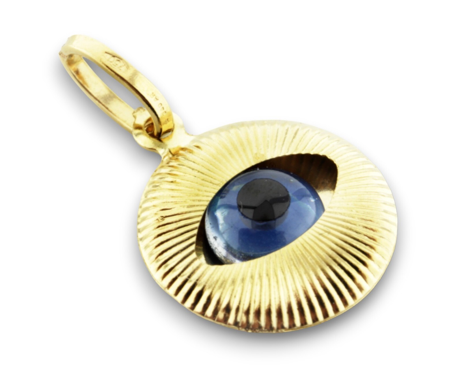 Good Luck Charm Pendant Evil Eye Amulet ALLAH 18kt 750/1000 Yellow Gold Unisex