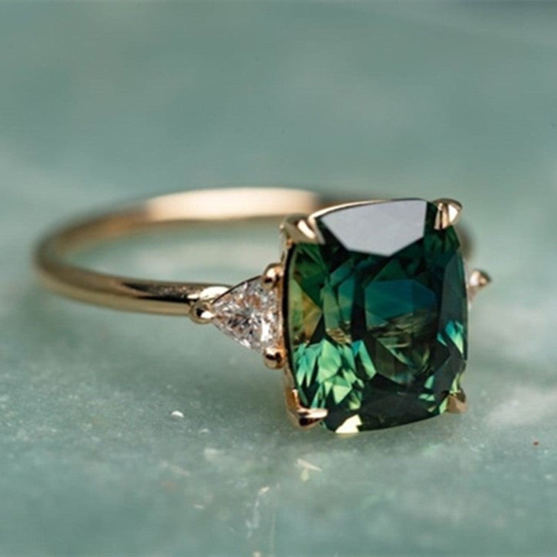 2.5Ct Art Deco Style Emerald Lab Created Diamond Engagement 14K Gold Finish Ring