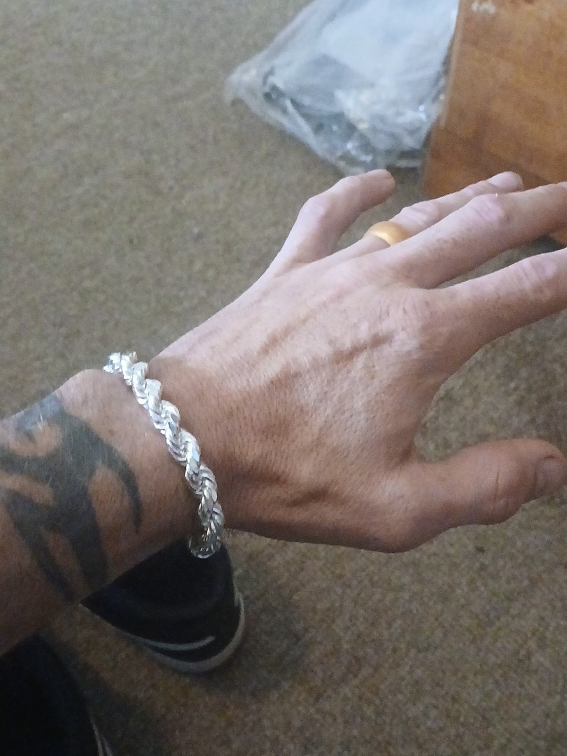 Sterling Silver Rope Bracelet 8in Length 7.8mm Thick