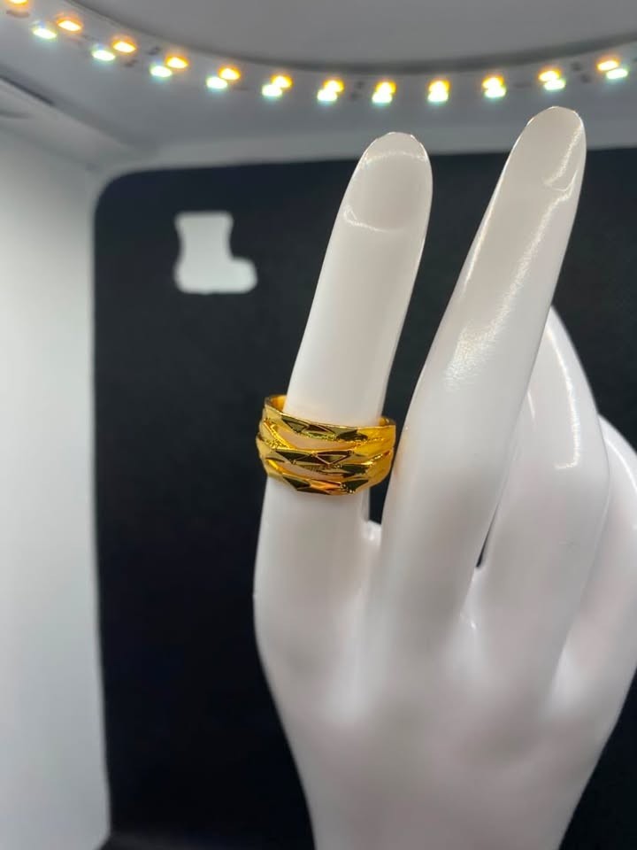 Gold Ring Statement Multi Layer Band Rings Size 7 Women Fashion Jewelry Gift