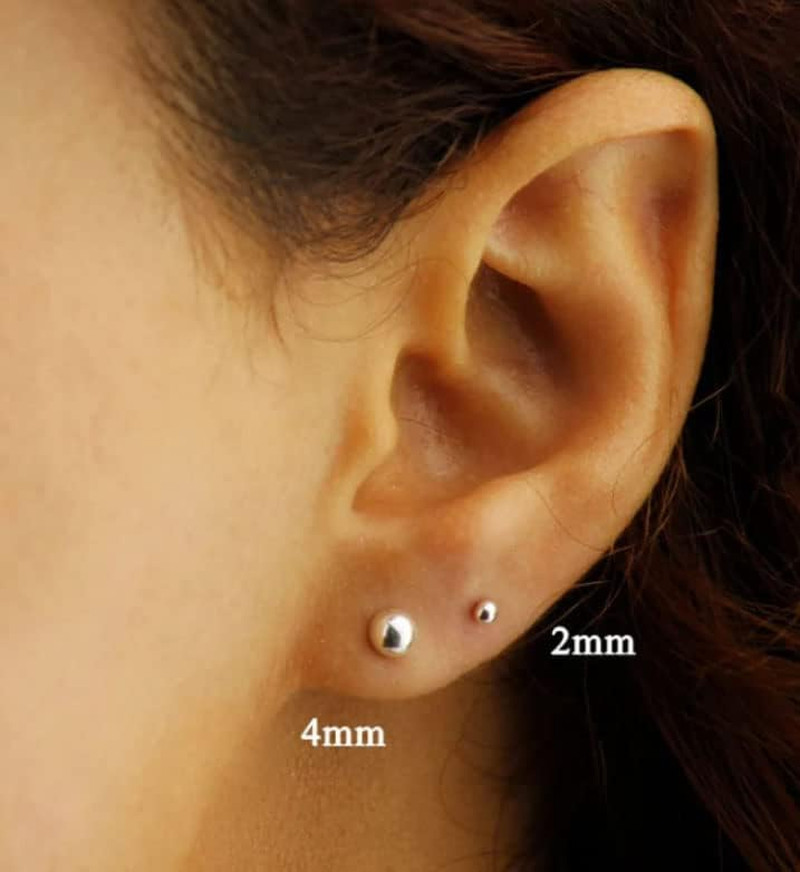 Flat Screw Back Ball Stud Earrings For Women Girls,2mm 3mm 4mm 5mm 6mm Ball Earr