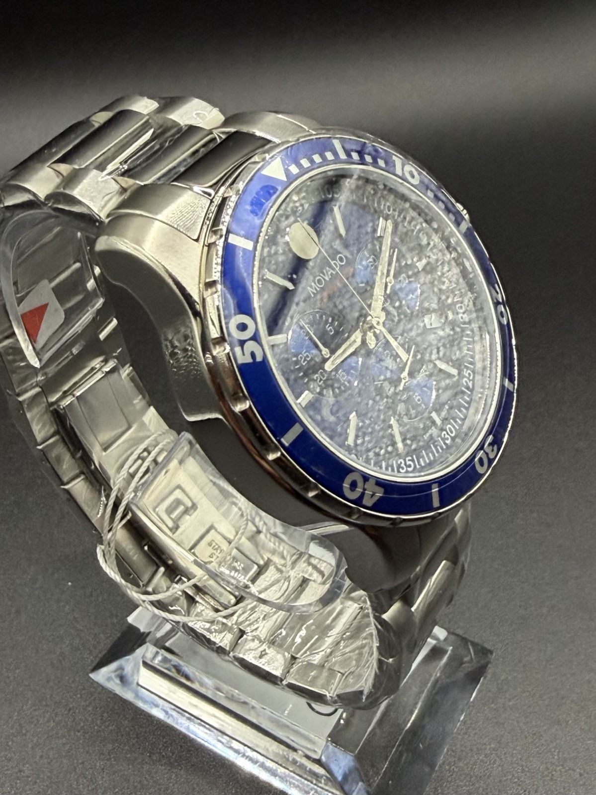 Movado Series 800 Blue Dial & Bezel 42mm Chronograph Steel Watch Model #2600141