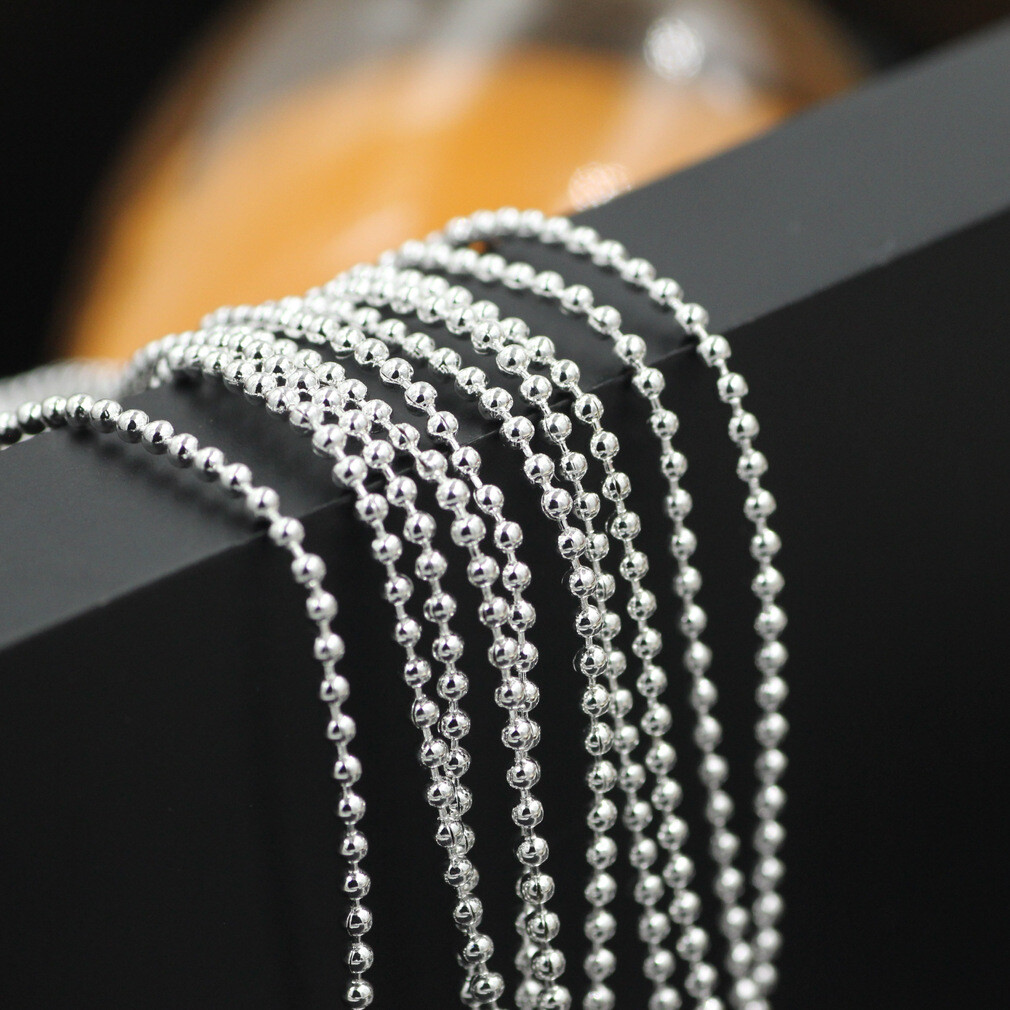 5pcs 24inch 1mm Width 925 Silver Bead Chain Necklace Fashion Jewelry Gift