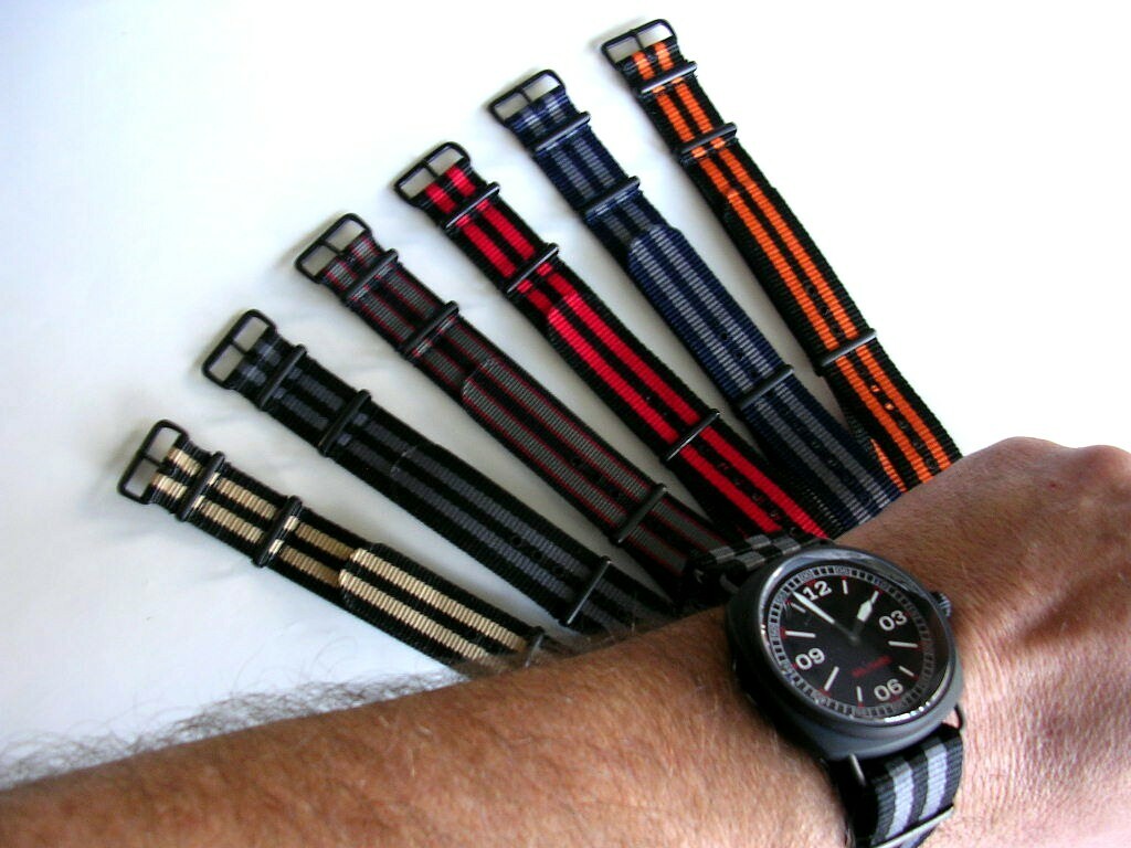 22mm NATO ® strap watch band Nylon PVD Military Sport stitched bonded IW SUISSE