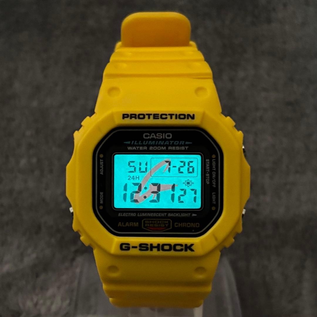 CASIO G-SHOCK DW-5600E Yellow LED Digital Watch Waterproof