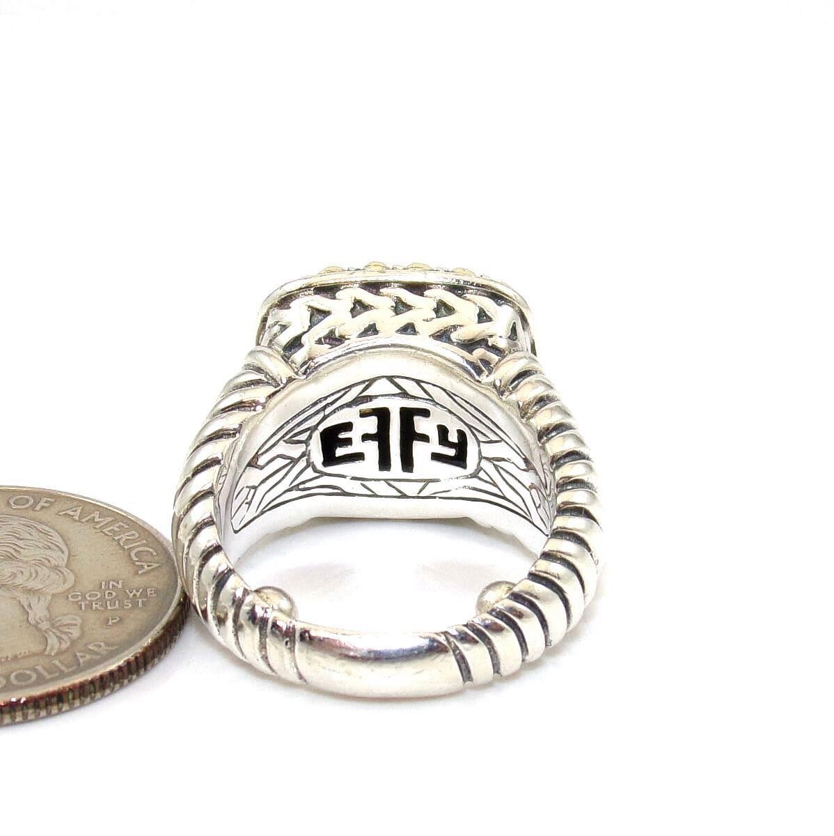 Effy Balissima Sterling Silver 18K Yellow Gold Multi Gemstone Ring Size 4.5