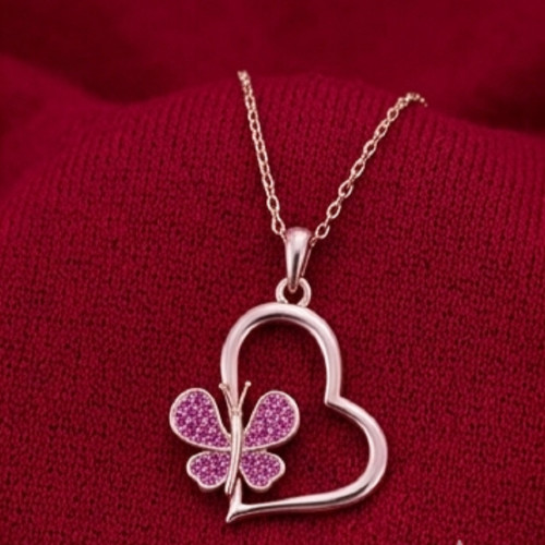 4ct Round Cut Simulated Pink Sapphire Heart Pendant Women’s 14k Rose Gold Plated
