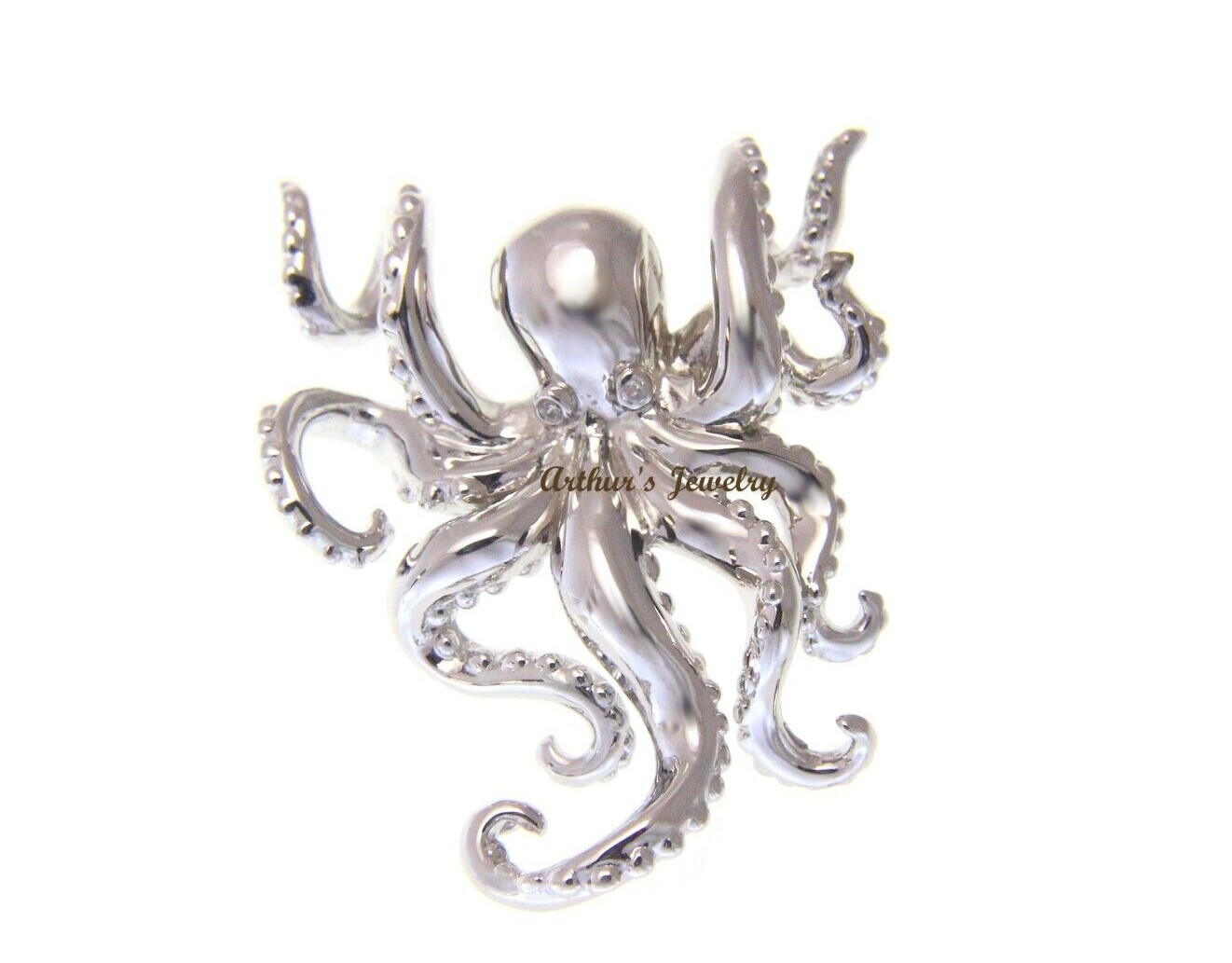 925 SOLID STERLING SILVER RHODIUM PLATED HAWAIIAN OCTOPUS CZ SLIDE PENDANT
