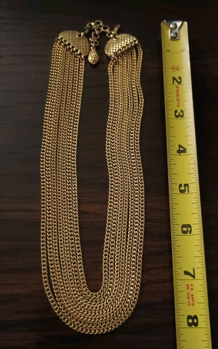 Vintage MONET 8 Strand Multi-chain Gold-tone Runway Statement Necklace
