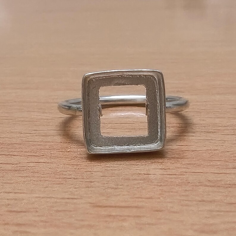 925 Sterling Silver 10mm Square Bezel Cup Setting Blank DIY Jewelry Handmade