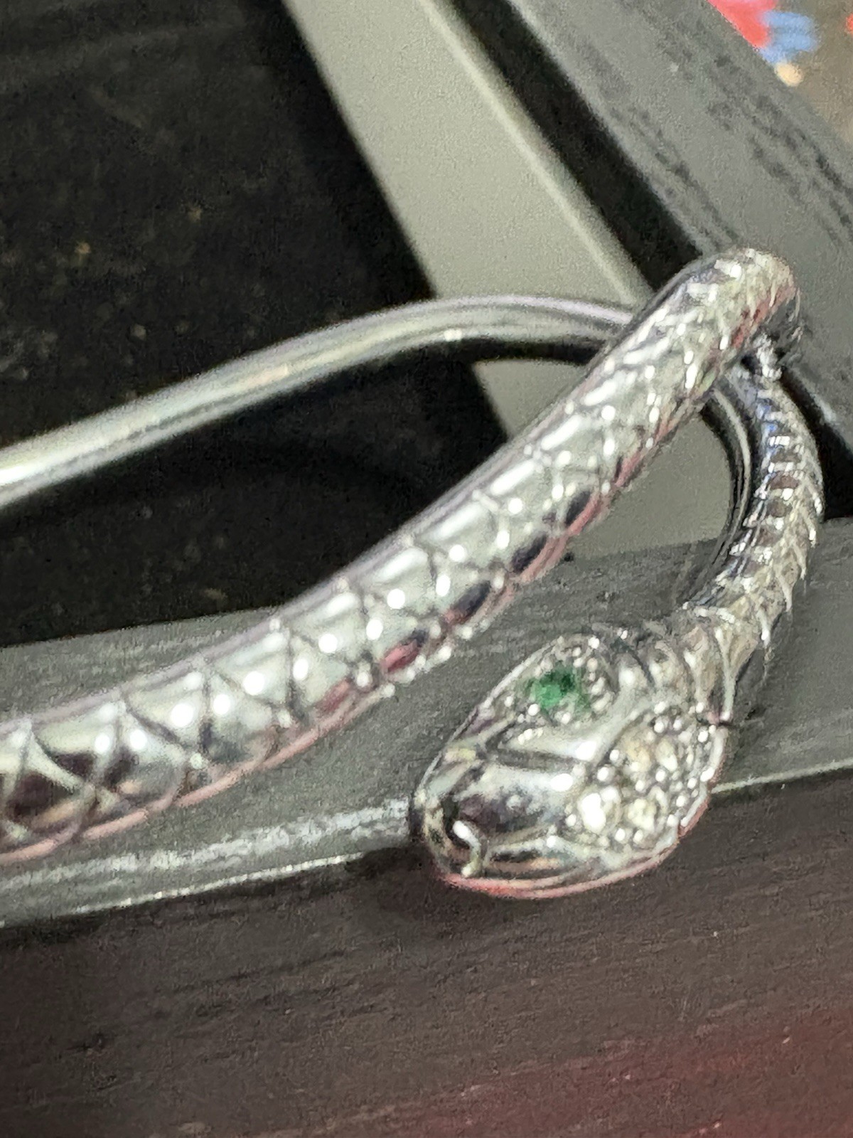 Beautiful Snake Bracelet With Green Stone Eyes