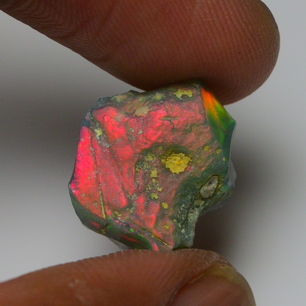 6.7 ct Natural Black Opal Rough Ethiopian, Fire Opal Gemstone, 15x12MM Welo Opal