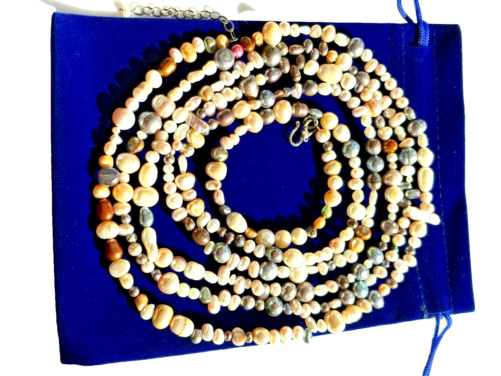 Multicolor Freshwater Pearl 69″ Long Necklace Iridescent Variation