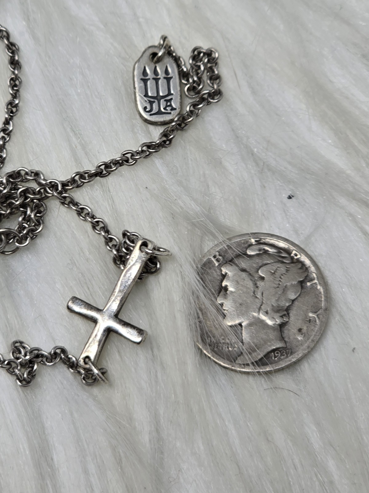 James Avery 925 Silver Adjustable Horizon Cross Necklace 23″