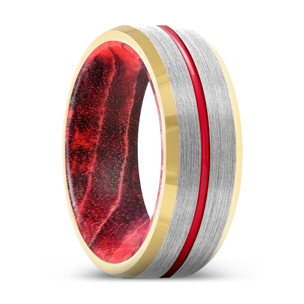 LUMBER | Tungsten Black Red Wood Inlay Ring 8mm