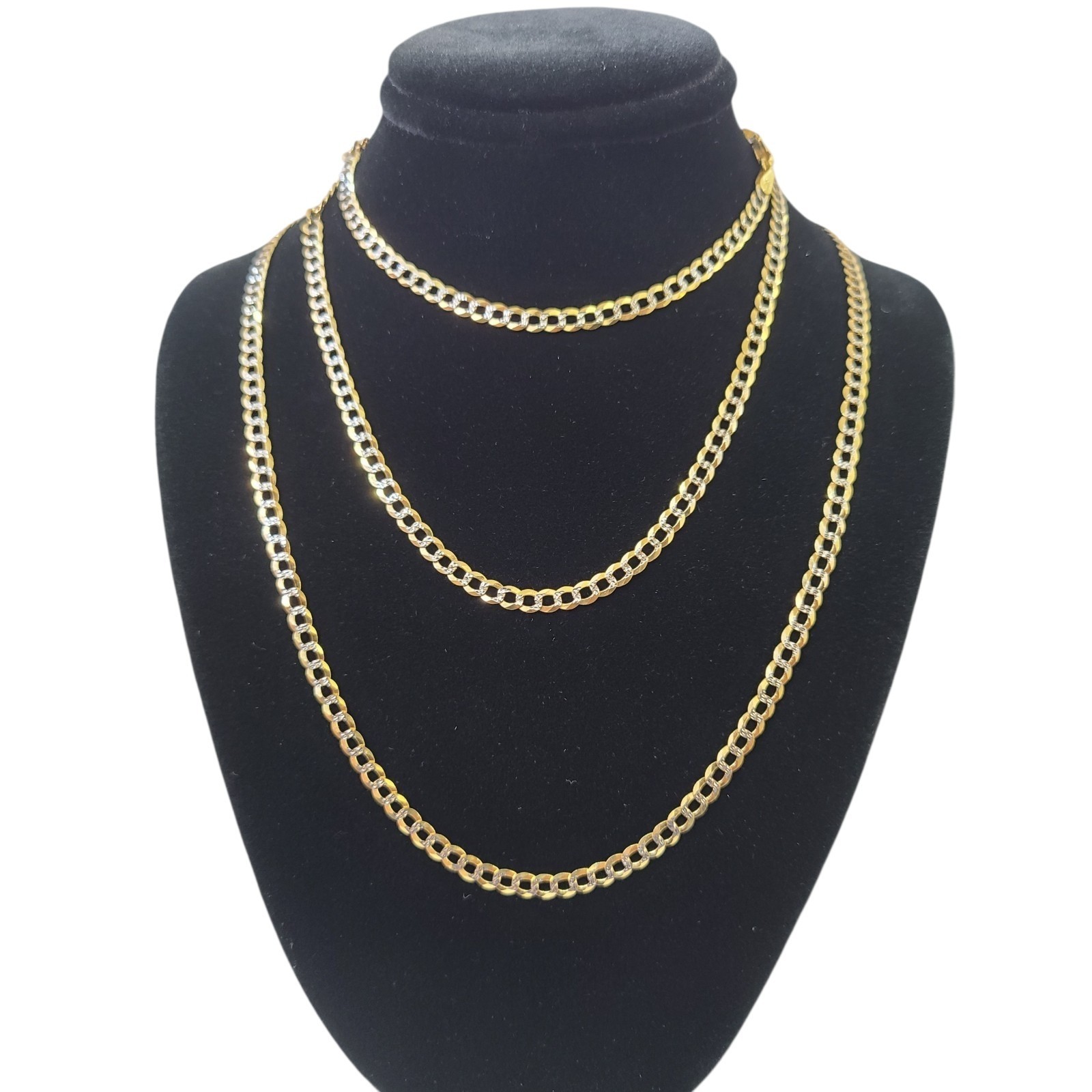 18k Yellow Gold Solid Cuban Curb Chain 3mm 18″ 20″ 22″ 24″ 26″ Inches Necklace