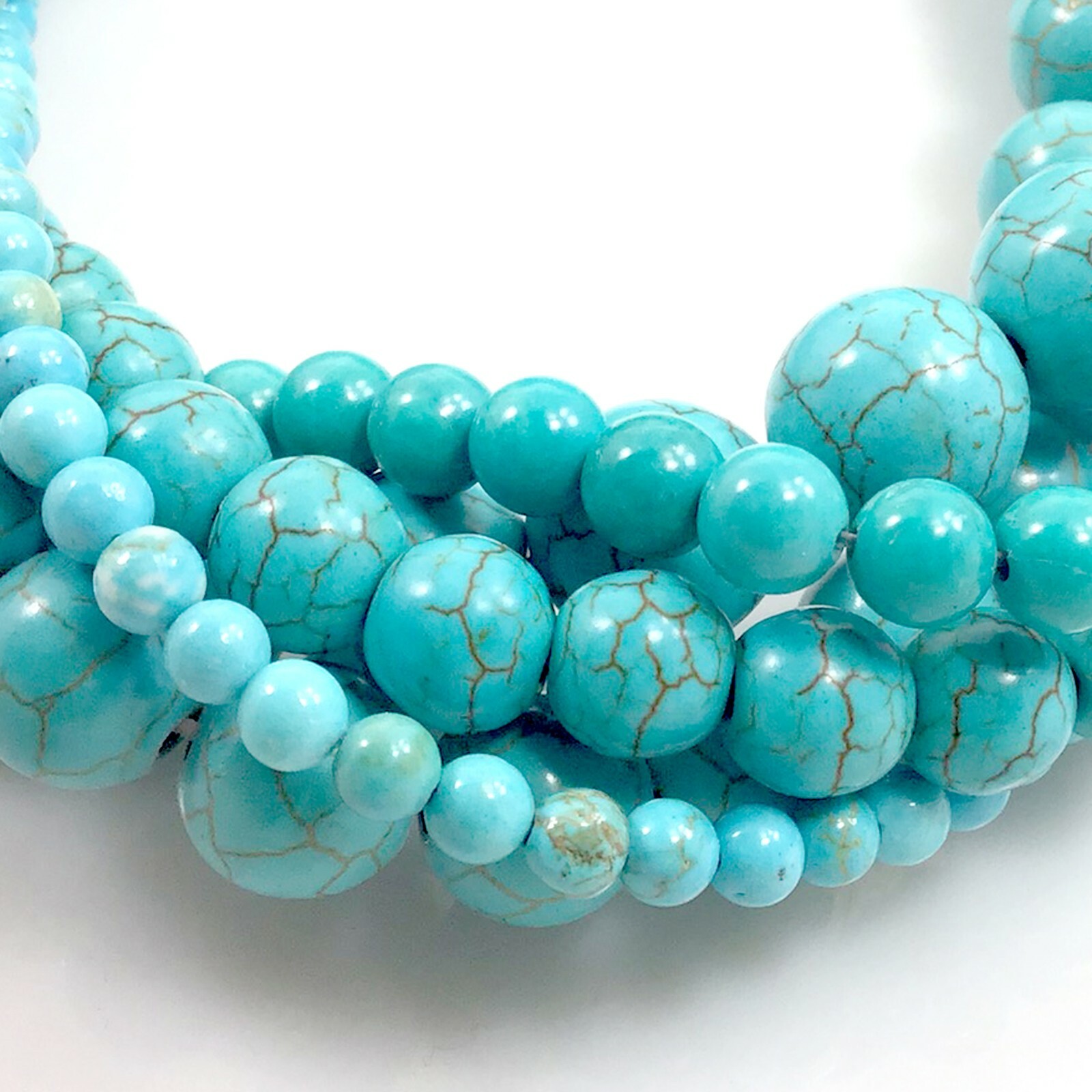 Gemstone Blue Magnesite Turquoise Round Loose Bead 15″ strand 4mm 6mm 8 10 12mm