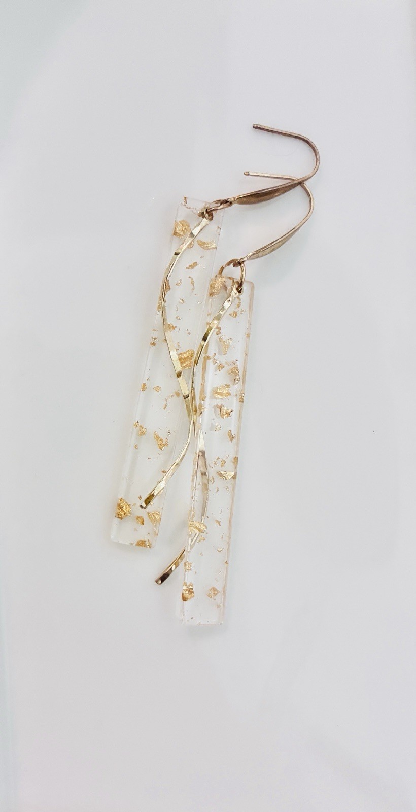 Gold Flake Clear bar Modern Design Earrings