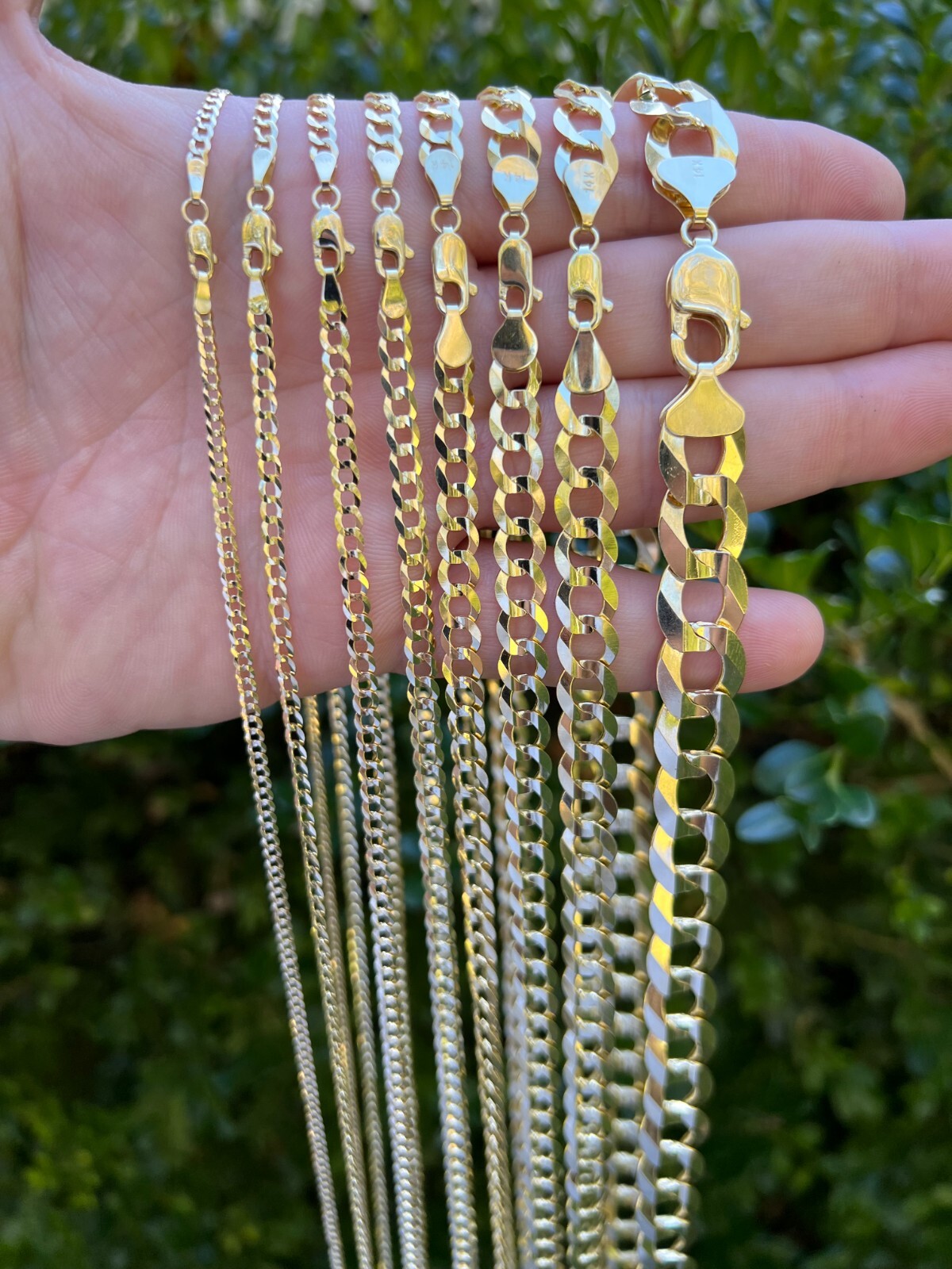 Real Solid 14k Yellow Gold Curb Miami Cuban Link Chain 16-30″ 2.5-12mm Necklace