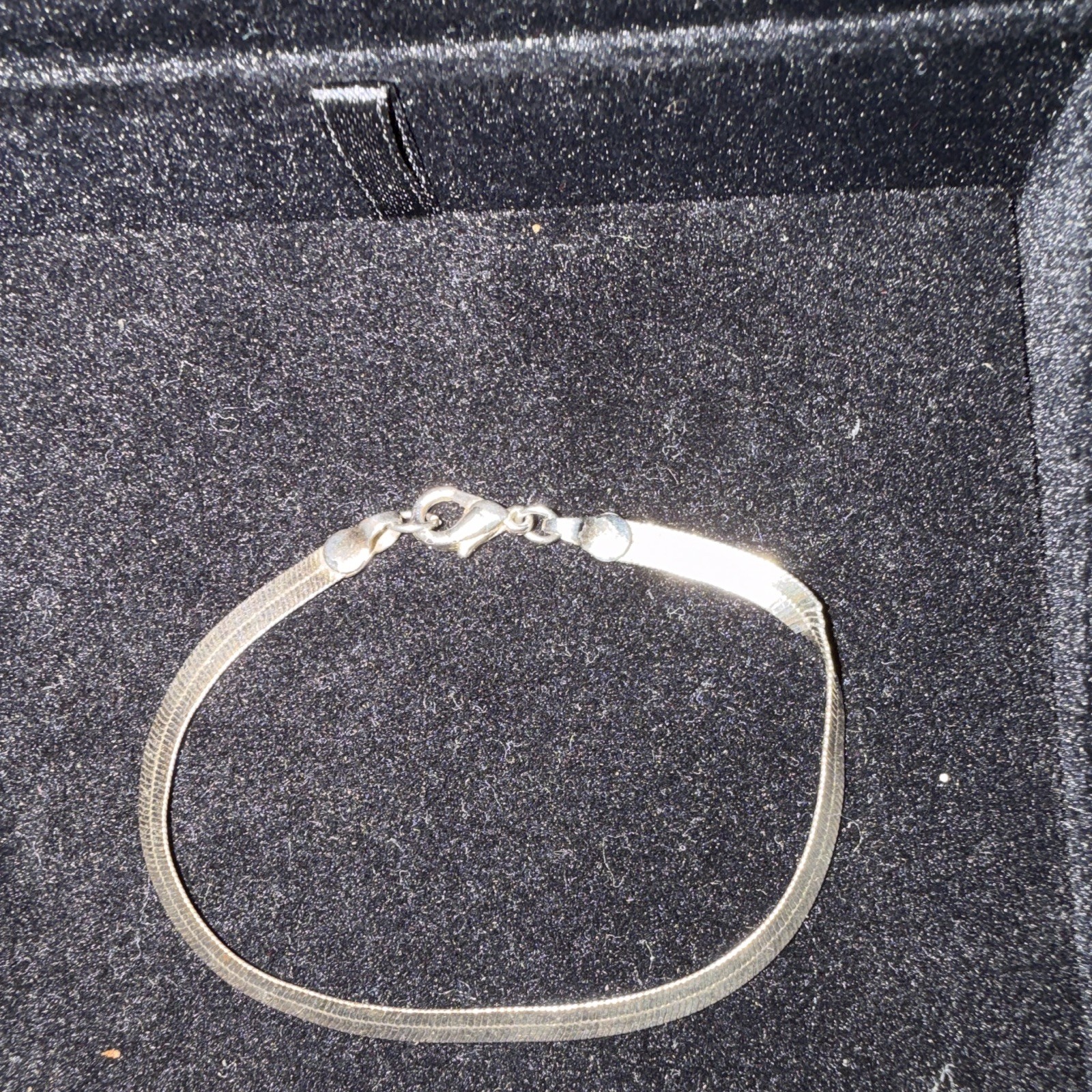 Vintage 925 Sterling Silver Flat Herringbone Chain Bracelet