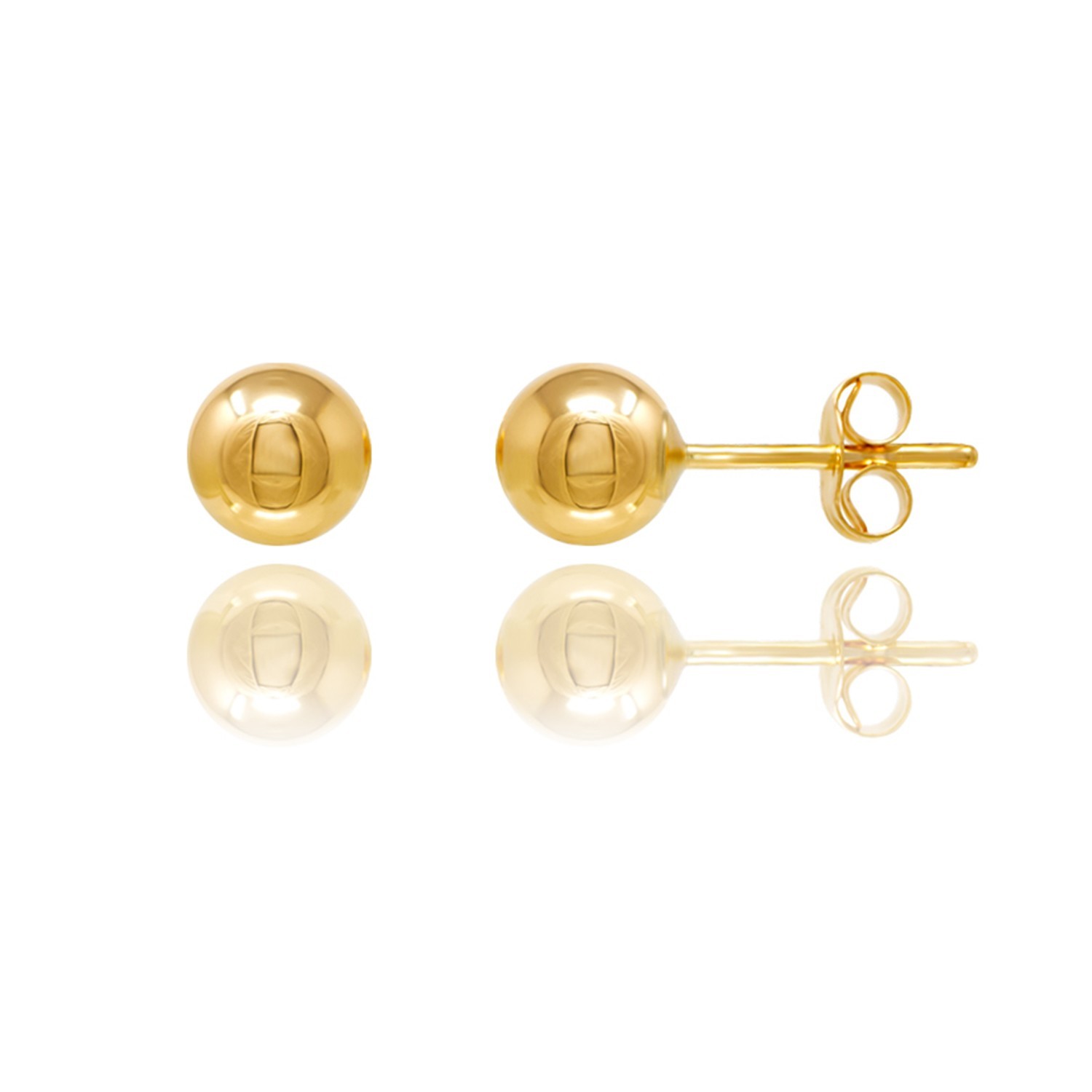 14KT Yellow Gold Ball Stud Earrings 2mm–10mm Butterfly Back