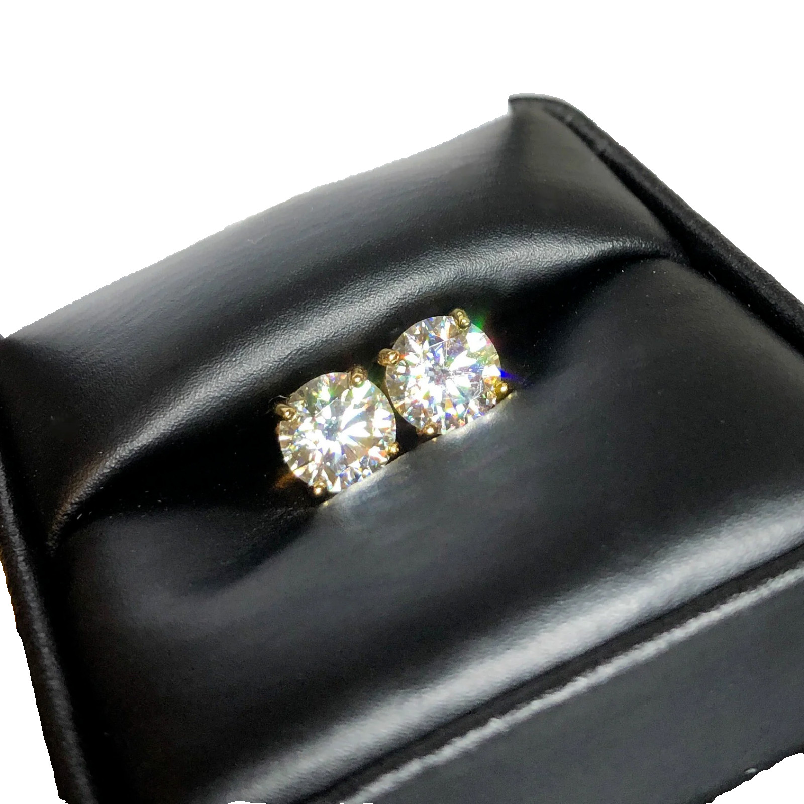Moissanite Solitaire Stud Earrings 14K Gold Plated Sterling Silver Unisex