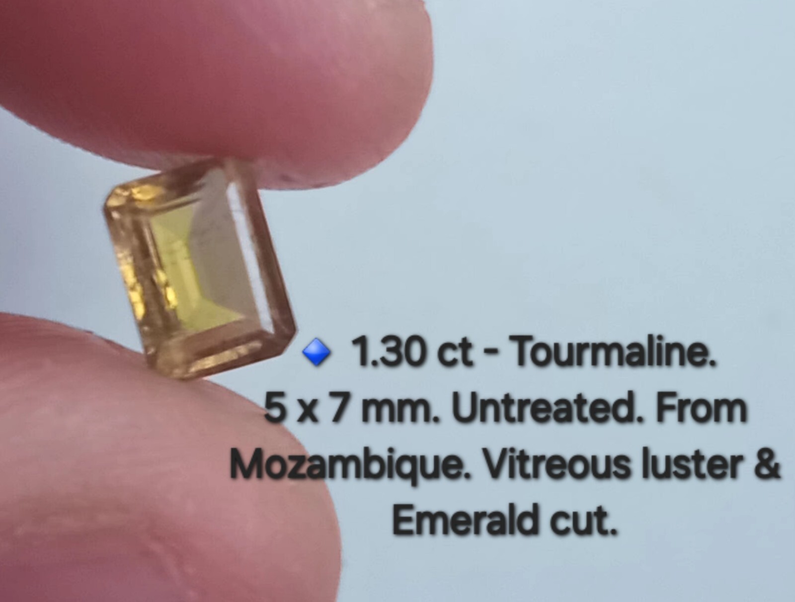 🔹 1.30ct Emerald Cut Tourmaline. Untreated, Slightly Included. 7 x 5 mm approx.