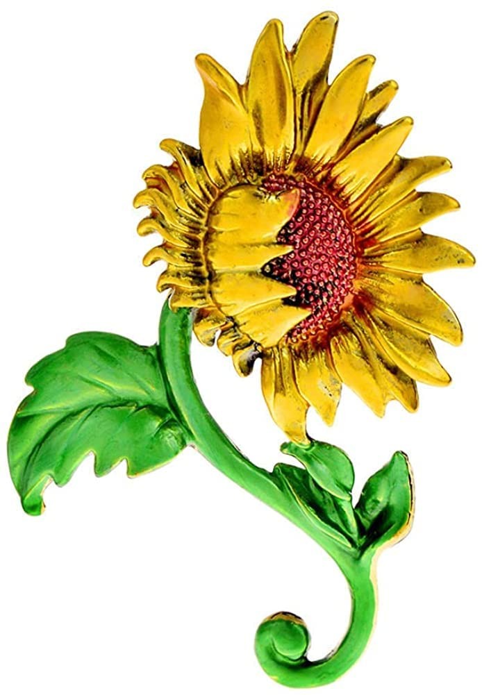 Enamel Big Sunflower Brooch For Women New Beauty Flower Party Office Brooch Pin