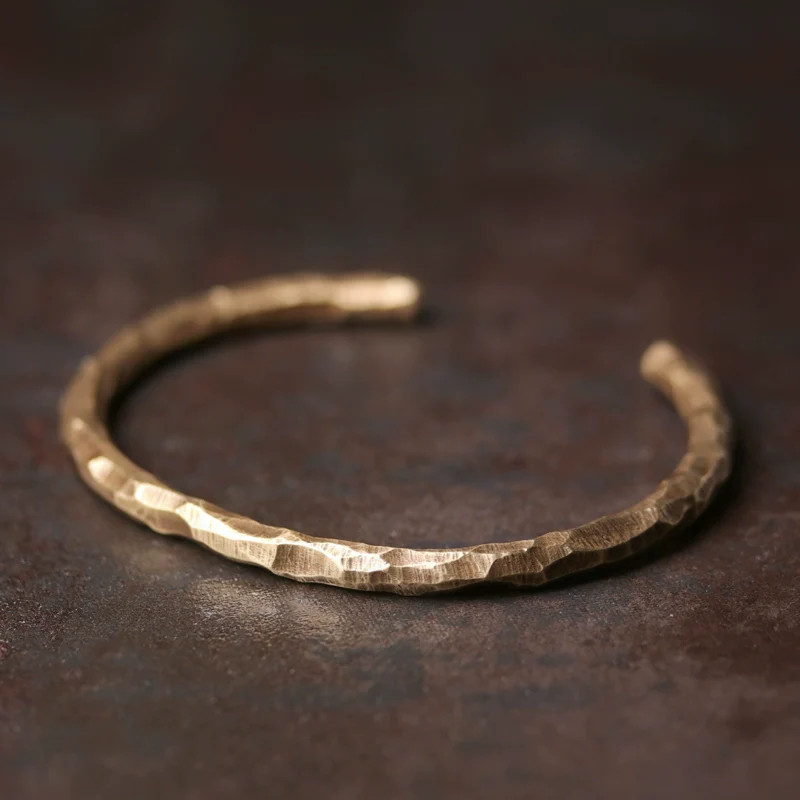 Handmade Hammered Pure Copper Cuff Bracelet Minimalist Jewelry Gift For Men Wome